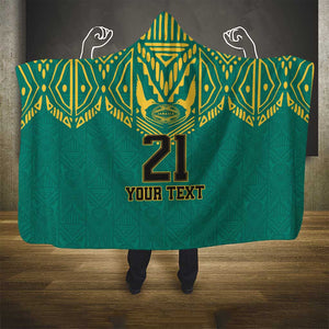 Afro-Jamaicans Tribal Custom Football Hooded Blanket Green Style
