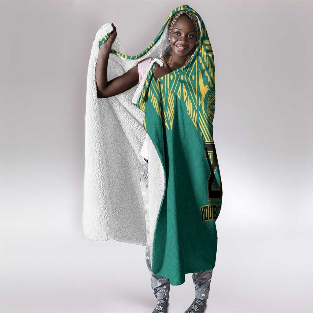 Afro-Jamaicans Tribal Custom Football Hooded Blanket Green Style