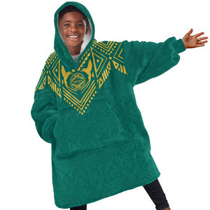 Afro-Jamaicans Tribal Custom Football Kid Wearable Blanket Hoodie Green Style