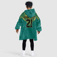 Afro-Jamaicans Tribal Custom Football Kid Wearable Blanket Hoodie Green Style
