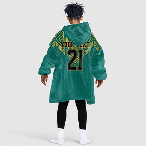 Afro-Jamaicans Tribal Custom Football Kid Wearable Blanket Hoodie Green Style