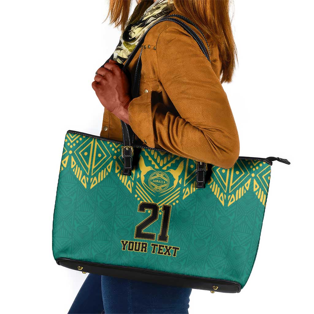 Afro-Jamaicans Tribal Custom Football Leather Tote Bag Green Style