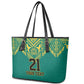Afro-Jamaicans Tribal Custom Football Leather Tote Bag Green Style