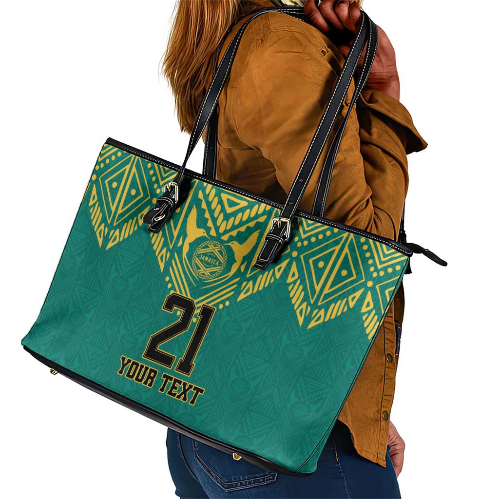 Afro-Jamaicans Tribal Custom Football Leather Tote Bag Green Style
