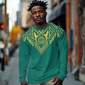 Afro-Jamaicans Tribal Custom Football Long Sleeve Shirt Green Style