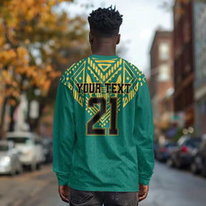 Afro-Jamaicans Tribal Custom Football Long Sleeve Shirt Green Style
