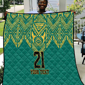 Afro-Jamaicans Tribal Custom Football Quilt Green Style