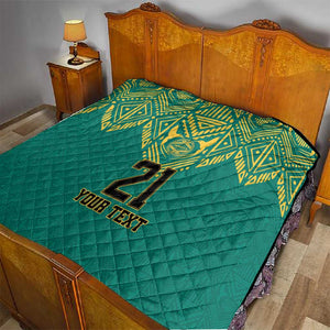Afro-Jamaicans Tribal Custom Football Quilt Green Style