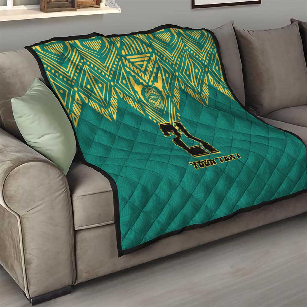 Afro-Jamaicans Tribal Custom Football Quilt Green Style