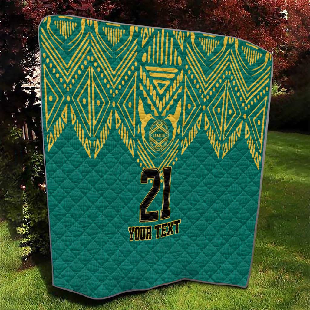 Afro-Jamaicans Tribal Custom Football Quilt Green Style