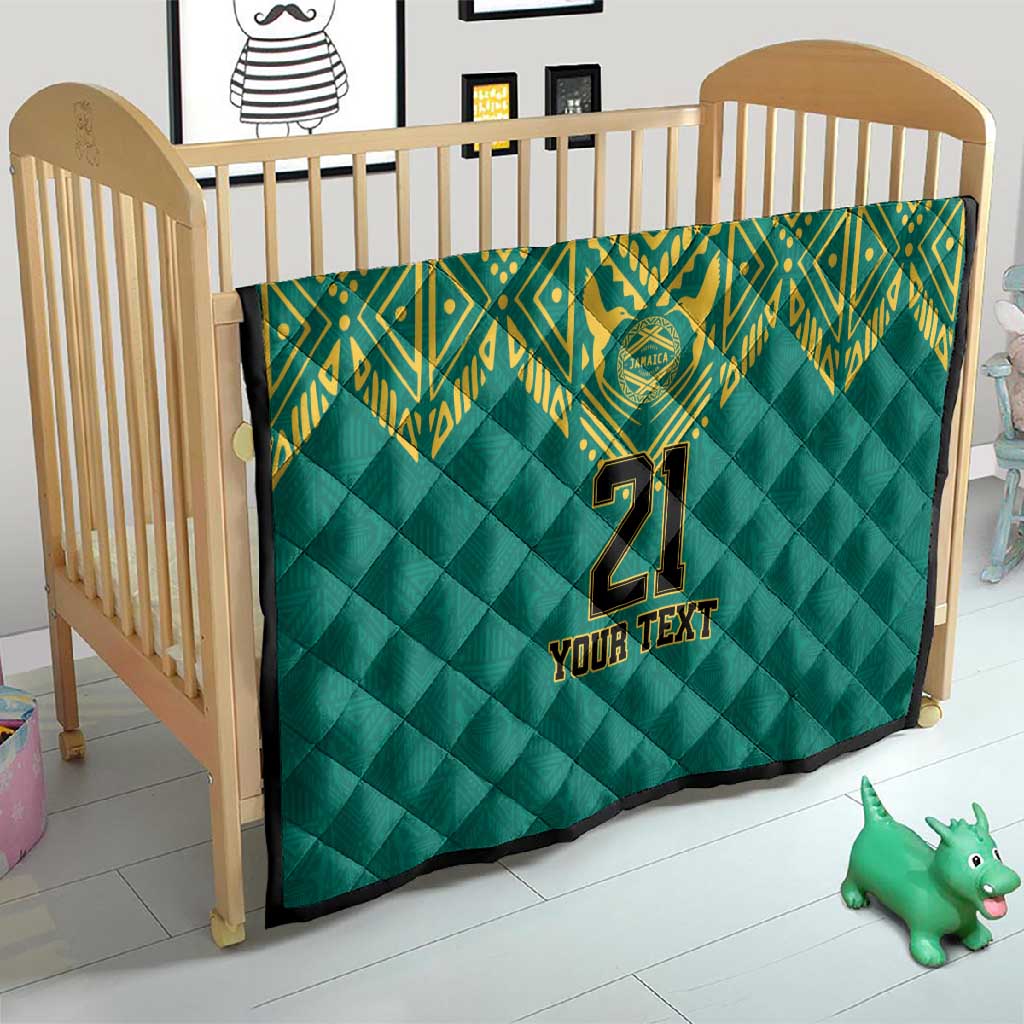 Afro-Jamaicans Tribal Custom Football Quilt Green Style