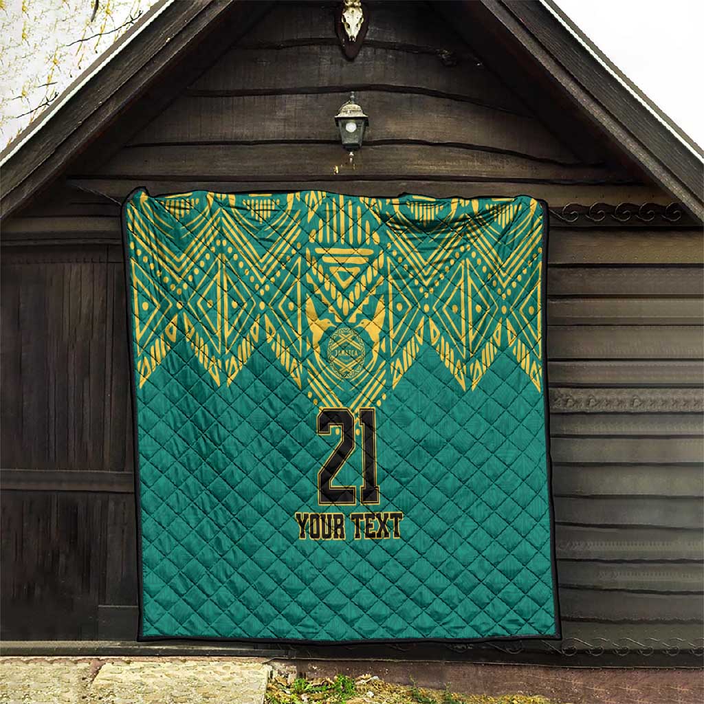 Afro-Jamaicans Tribal Custom Football Quilt Green Style