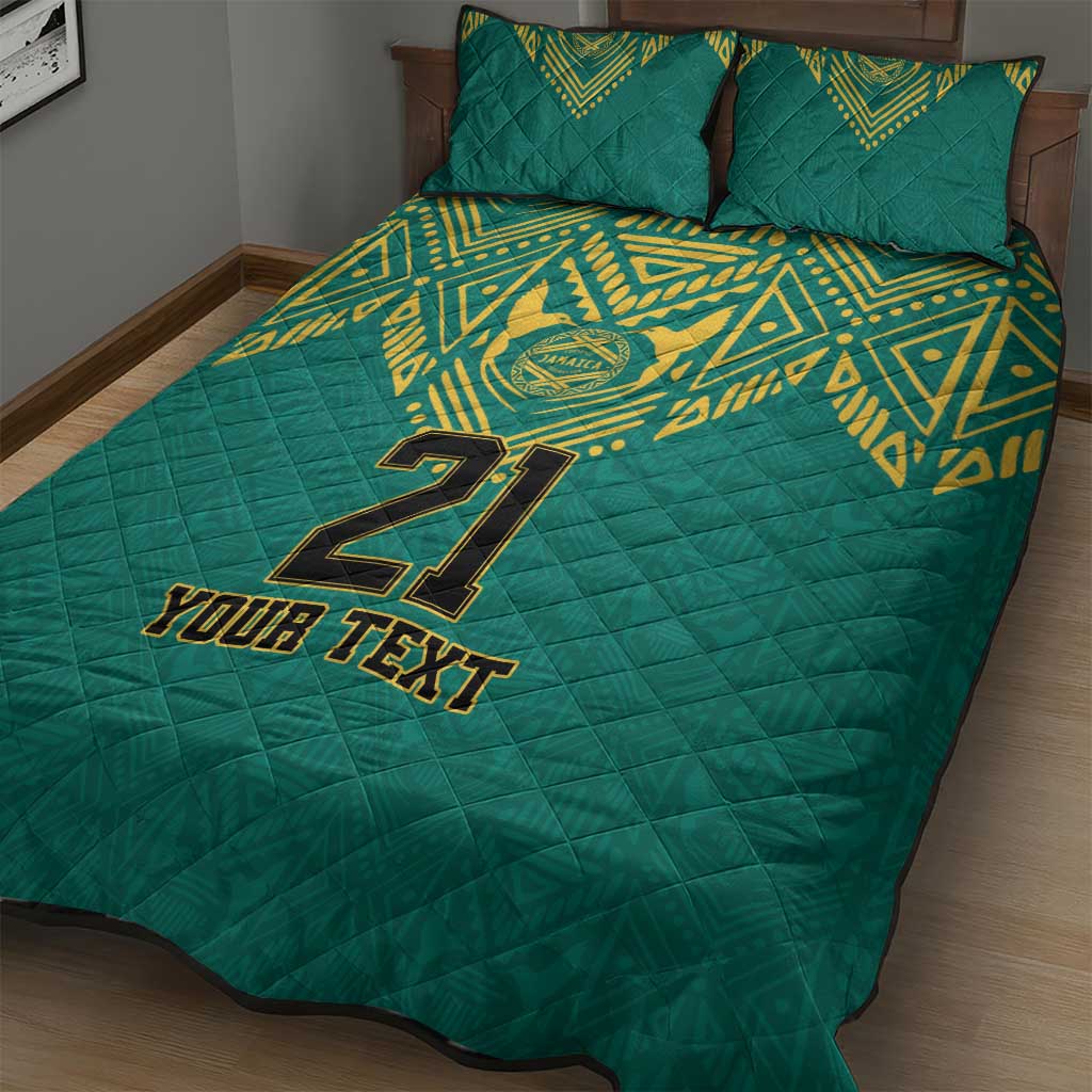 Afro-Jamaicans Tribal Custom Football Quilt Bed Set Green Style