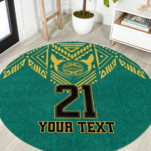 Afro-Jamaicans Tribal Custom Football Round Carpet Green Style