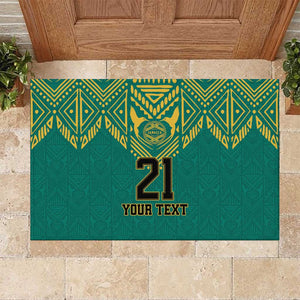Afro-Jamaicans Tribal Custom Football Rubber Doormat Green Style