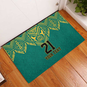 Afro-Jamaicans Tribal Custom Football Rubber Doormat Green Style
