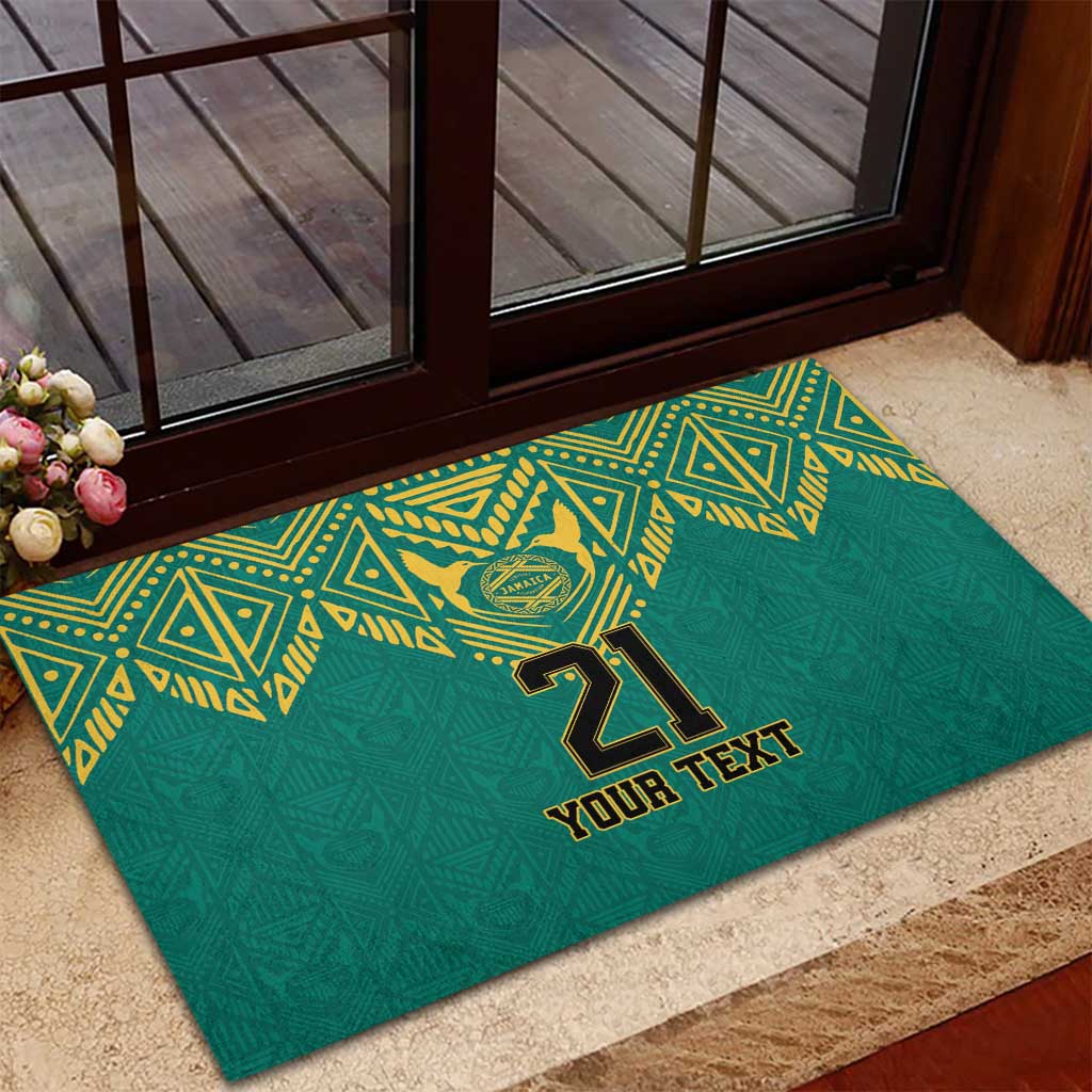 Afro-Jamaicans Tribal Custom Football Rubber Doormat Green Style