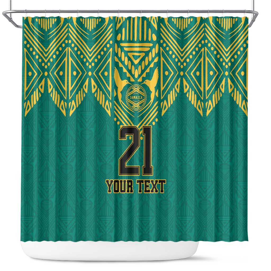 Afro-Jamaicans Tribal Custom Football Shower Curtain Green Style