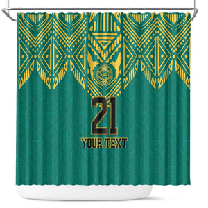 Afro-Jamaicans Tribal Custom Football Shower Curtain Green Style
