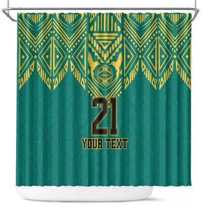 Afro-Jamaicans Tribal Custom Football Shower Curtain Green Style