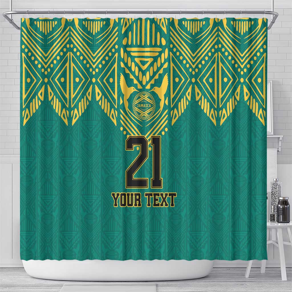 Afro-Jamaicans Tribal Custom Football Shower Curtain Green Style