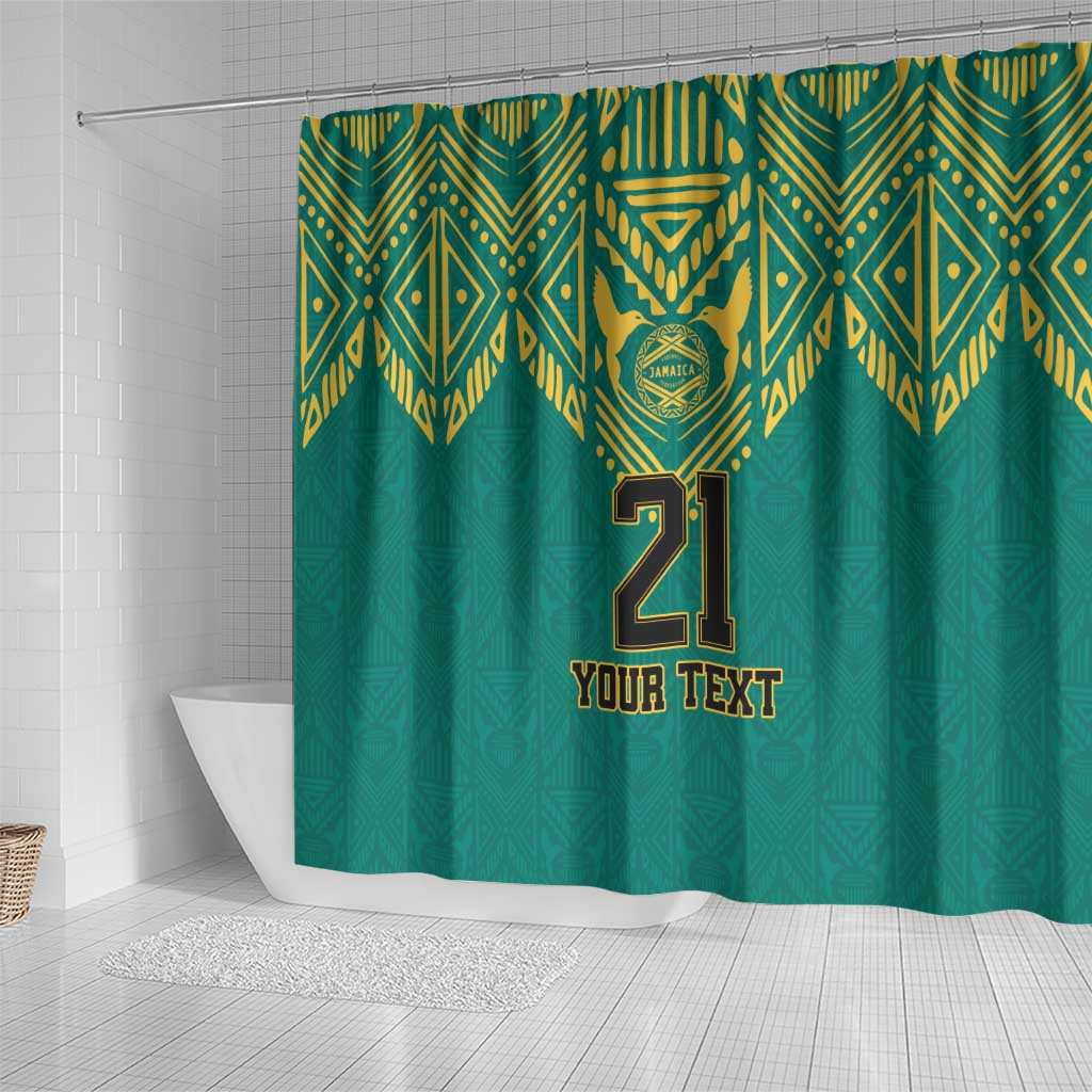 Afro-Jamaicans Tribal Custom Football Shower Curtain Green Style