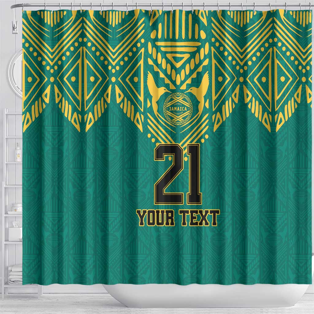 Afro-Jamaicans Tribal Custom Football Shower Curtain Green Style