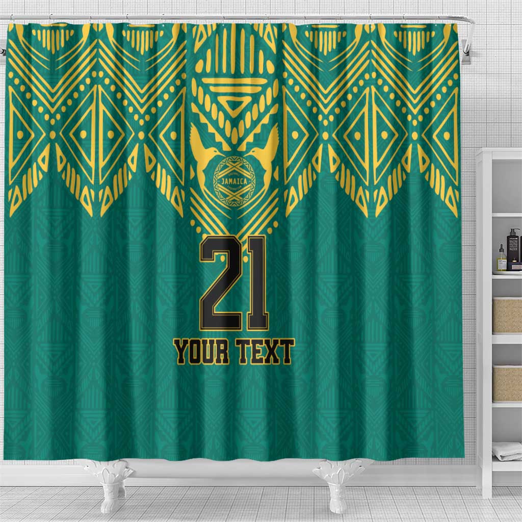 Afro-Jamaicans Tribal Custom Football Shower Curtain Green Style