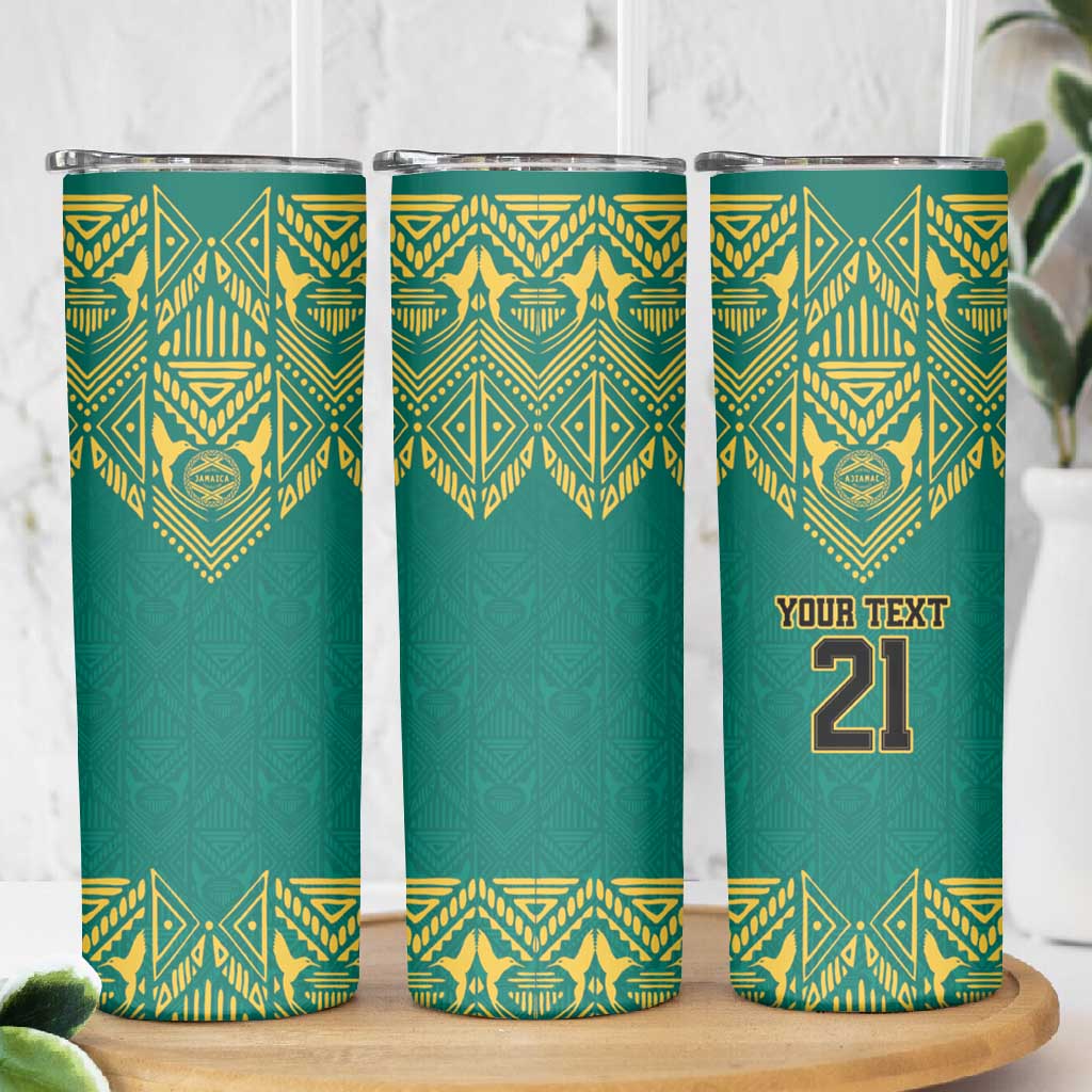 Afro-Jamaicans Tribal Custom Football Skinny Tumbler Green Style
