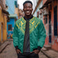 Afro-Jamaicans Tribal Custom Football Sleeve Zip Bomber Jacket Green Style