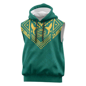 Afro-Jamaicans Tribal Custom Football Sleeveless Hoodie Green Style - African Pride