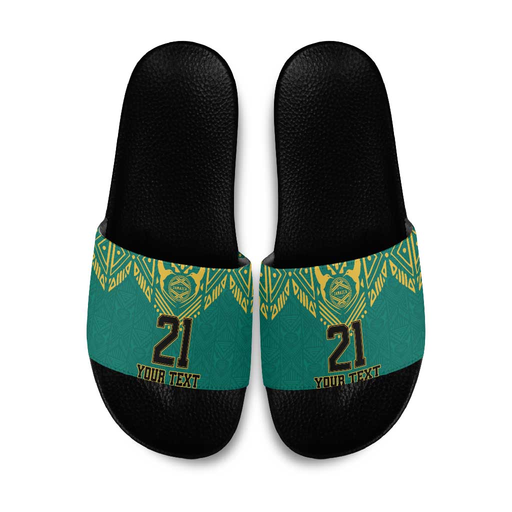 Afro-Jamaicans Tribal Custom Football Slide Sandals Green Style