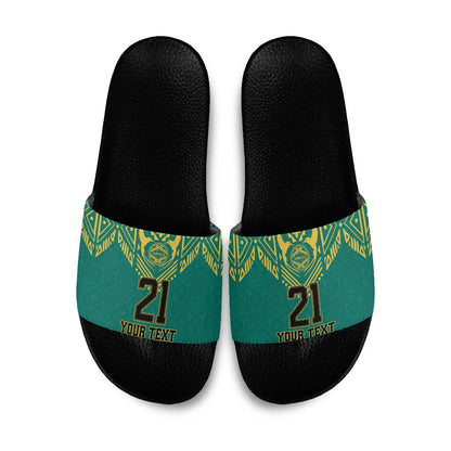 Afro-Jamaicans Tribal Custom Football Slide Sandals Green Style
