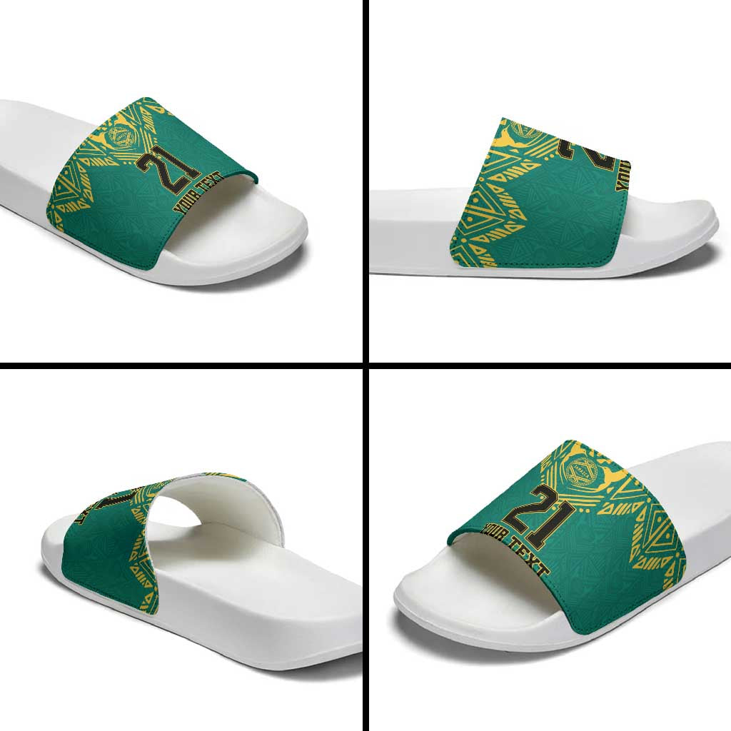 Afro-Jamaicans Tribal Custom Football Slide Sandals Green Style