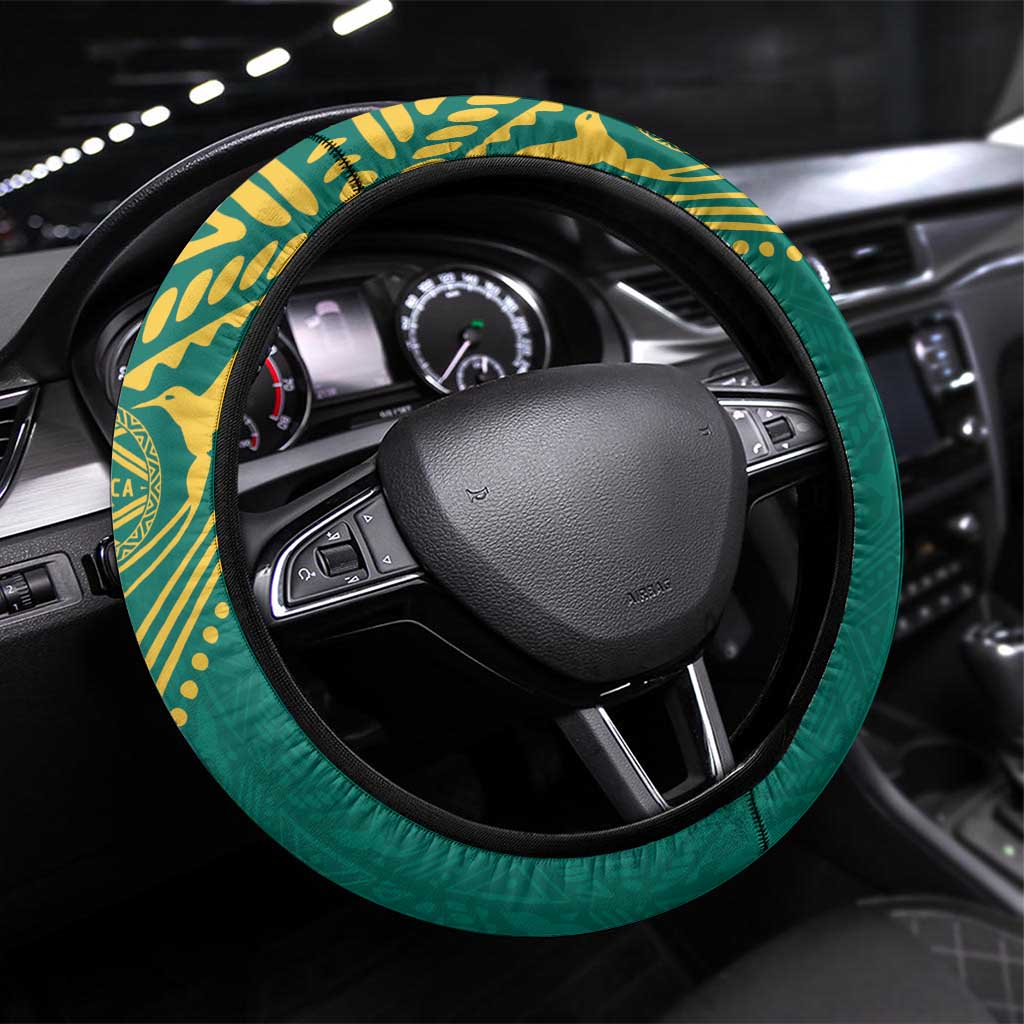 Afro-Jamaicans Tribal Football Steering Wheel Cover Green Style