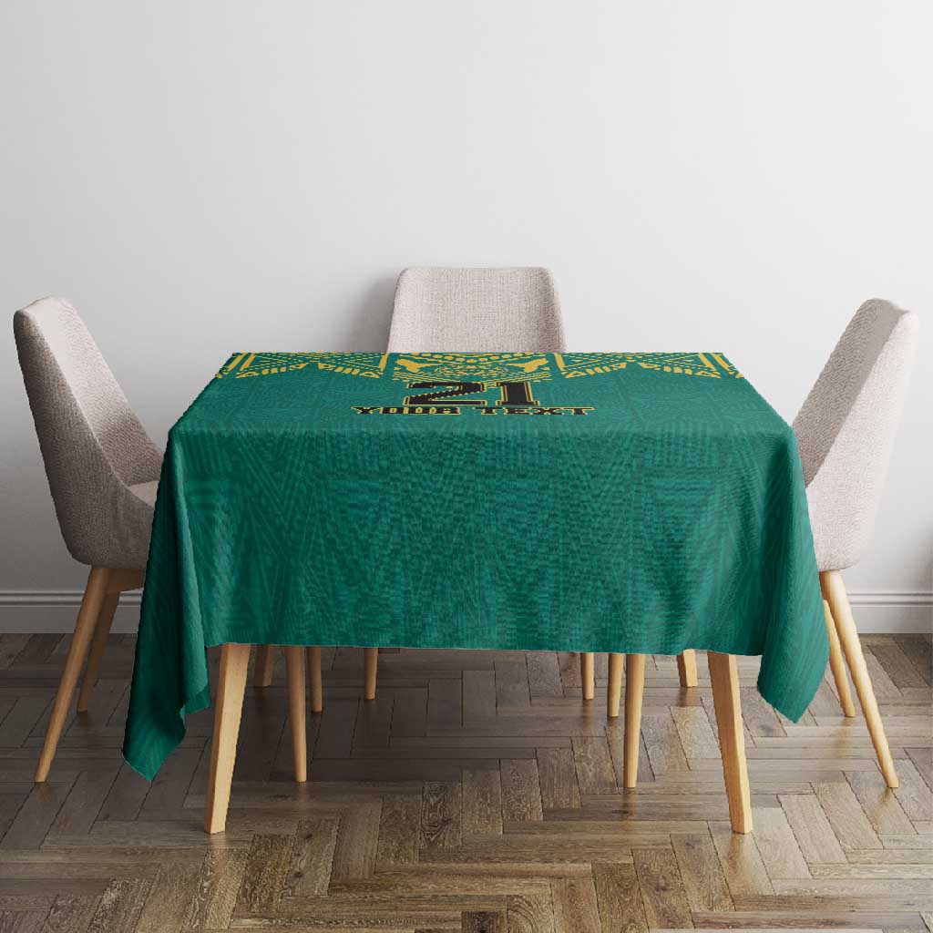 Afro-Jamaicans Tribal Custom Football Tablecloth Green Style