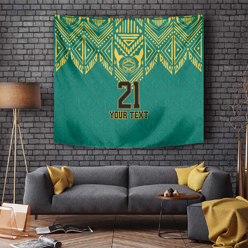 Afro-Jamaicans Tribal Custom Football Tapestry Green Style