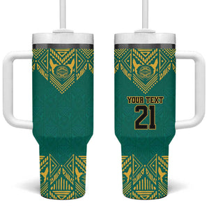 Afro-Jamaicans Tribal Custom Football Tumbler With Handle Green Style