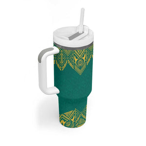 Afro-Jamaicans Tribal Custom Football Tumbler With Handle Green Style
