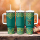 Afro-Jamaicans Tribal Custom Football Tumbler With Handle Green Style