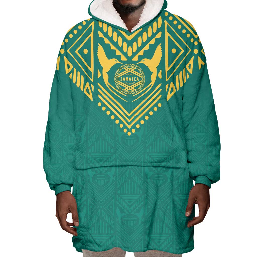 Afro-Jamaicans Tribal Custom Football Wearable Blanket Hoodie Green Style