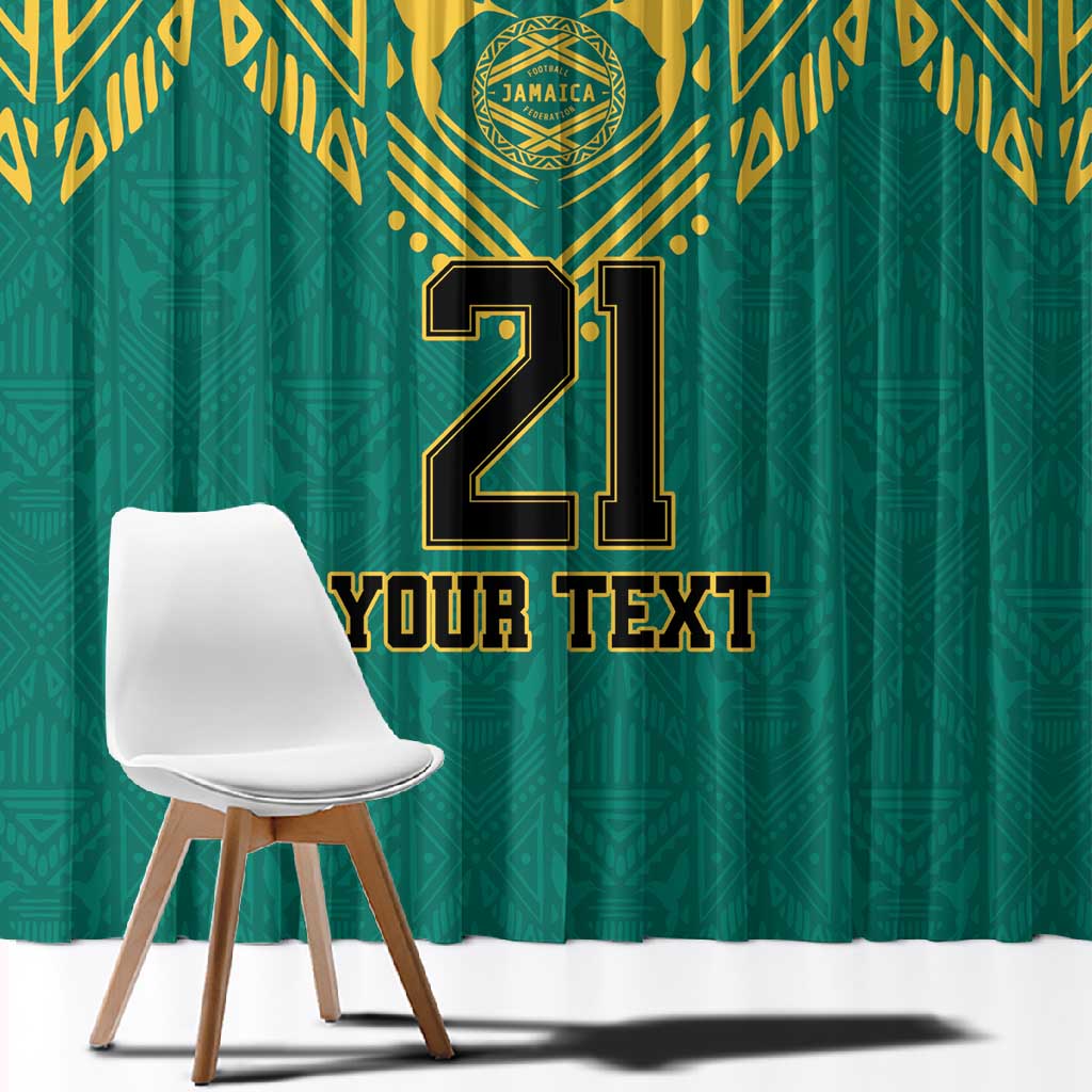 Afro-Jamaicans Tribal Custom Football Window Curtain Green Style