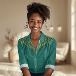 Afro-Jamaicans Tribal Custom Football Women Casual Shirt Green Style LT9
