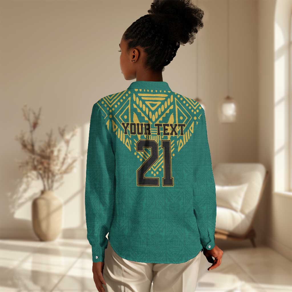 Afro-Jamaicans Tribal Custom Football Women Casual Shirt Green Style LT9