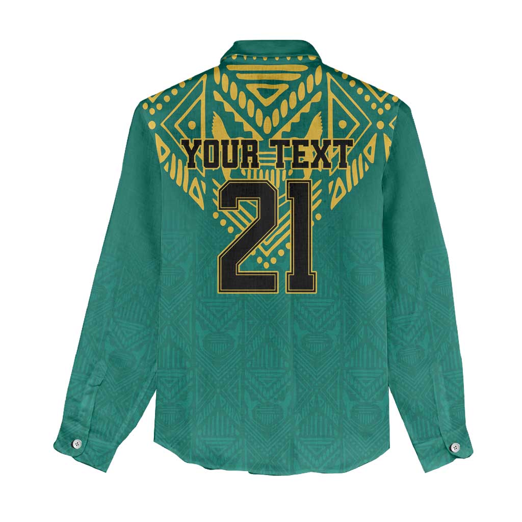 Afro-Jamaicans Tribal Custom Football Women Casual Shirt Green Style LT9
