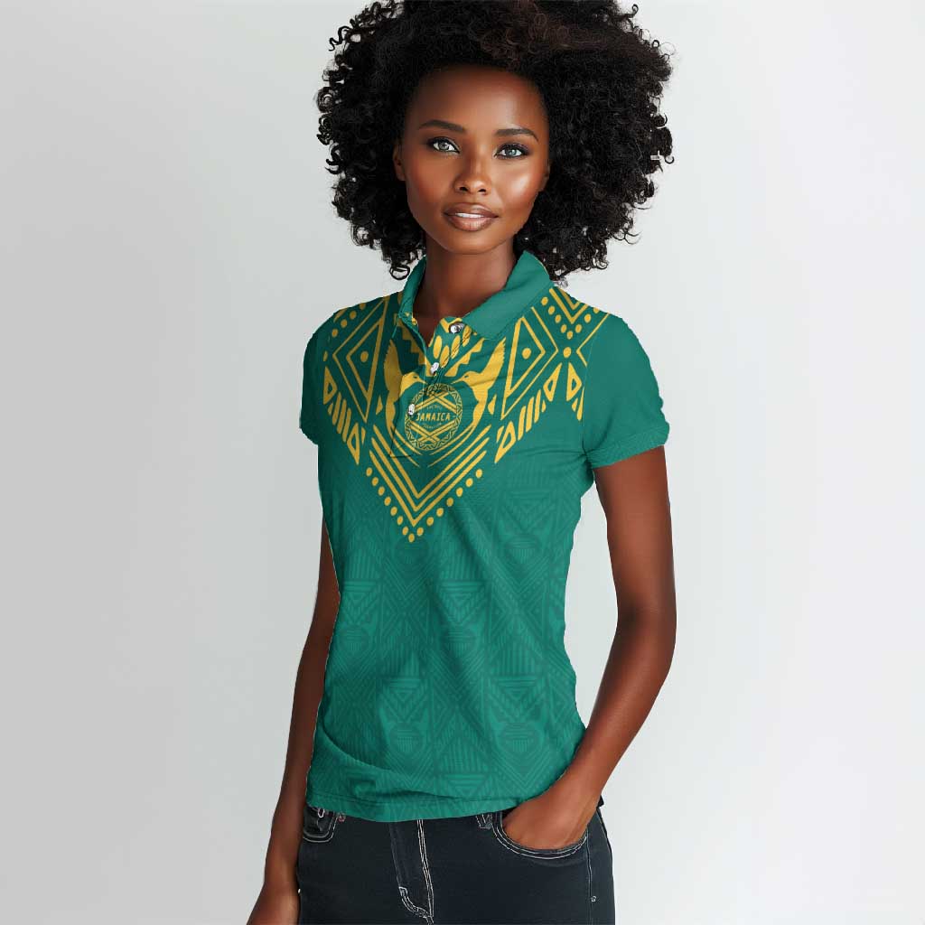 Afro-Jamaicans Tribal Custom Football Women Polo Shirt Green Style