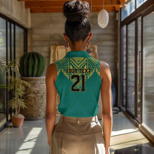 Afro-Jamaicans Tribal Custom Football Women Sleeveless Polo Shirt Green Style