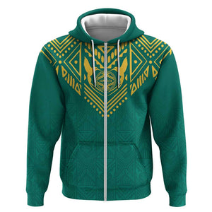 Afro-Jamaicans Tribal Custom Football Zip Hoodie Green Style
