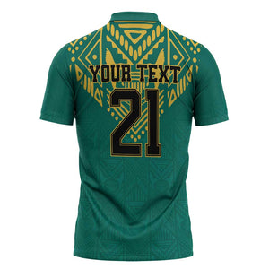 Afro-Jamaicans Tribal Custom Football Zipper Polo Shirt Green Style