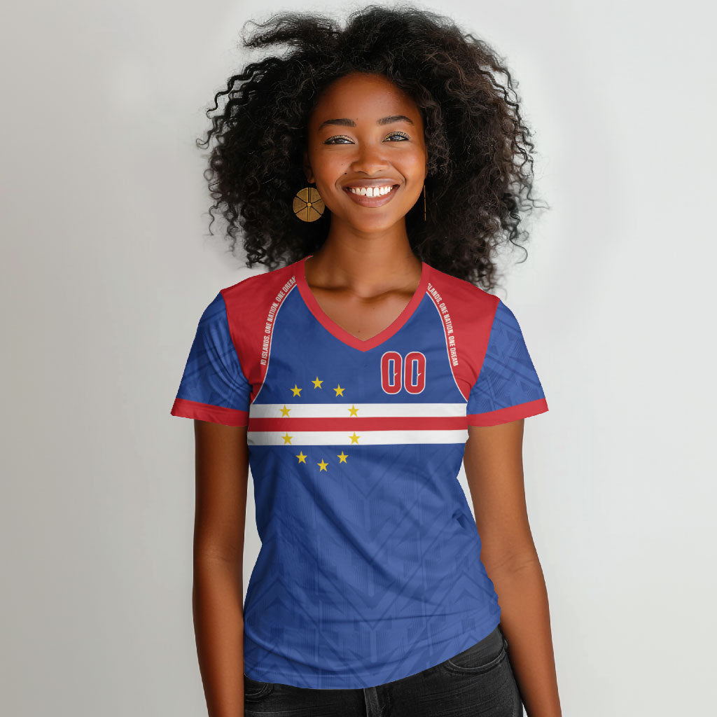 Cape Verde Atlantic Stars Custom Women V-Neck T-Shirt Football 2026 Supporter
